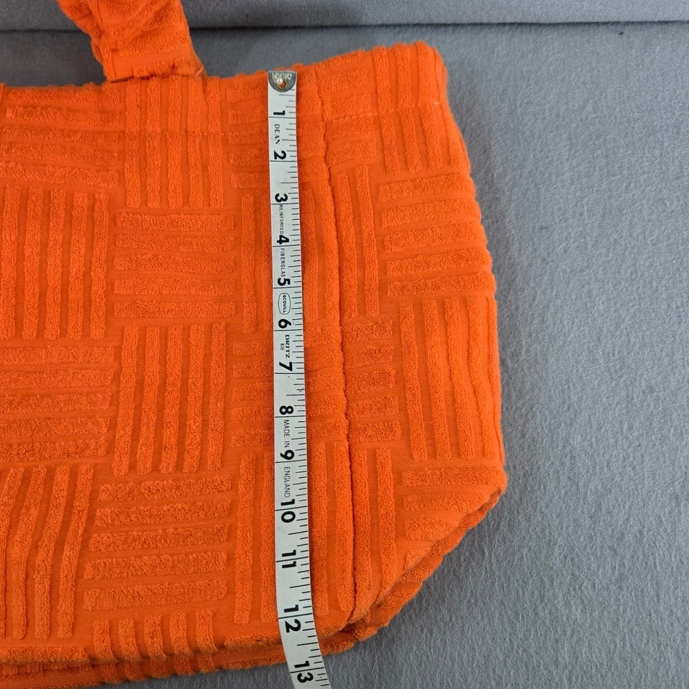 JustFab Orange Terry Cloth Basketweave Textured Tote Bag Summer Beach Bag - Picture 8 of 8
